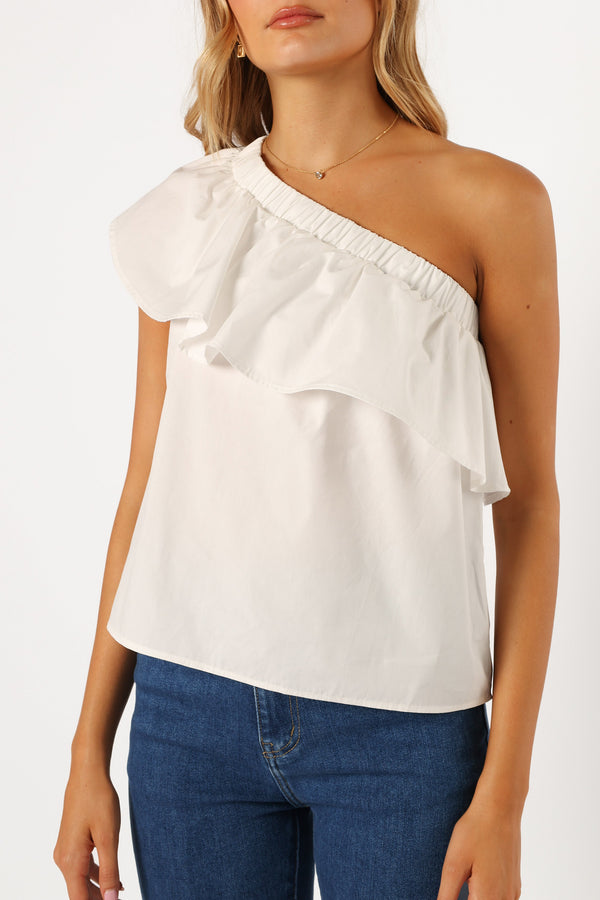 TOPS Avi One Shoulder Top - White