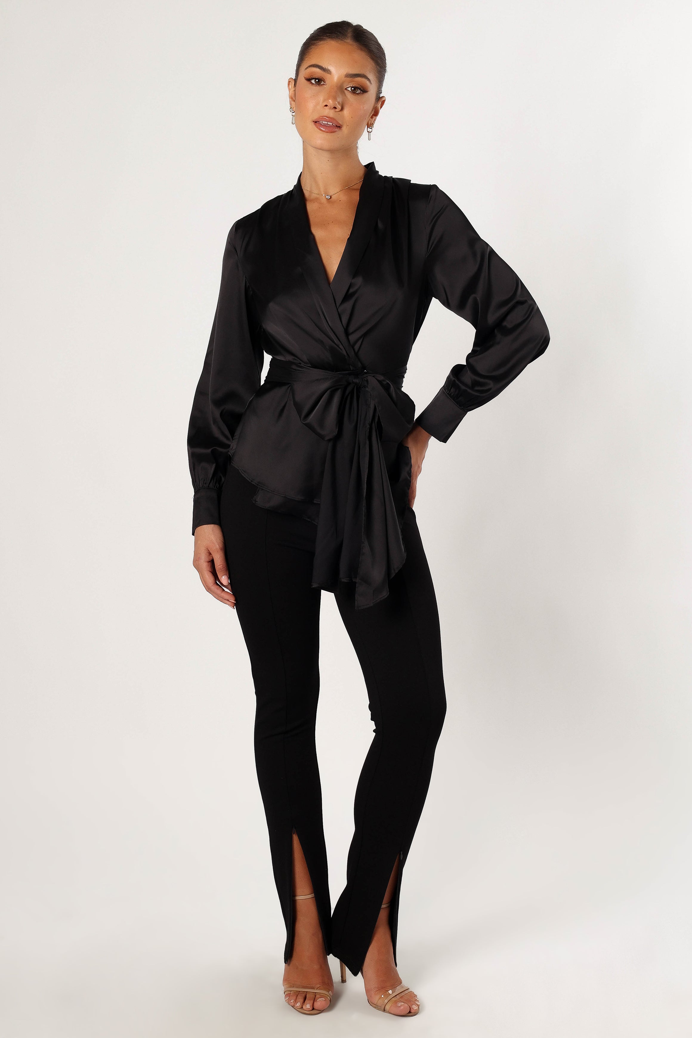 TOPS @Aydin Wrap Top - Black