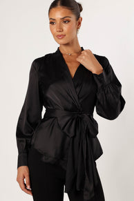 TOPS @Aydin Wrap Top - Black