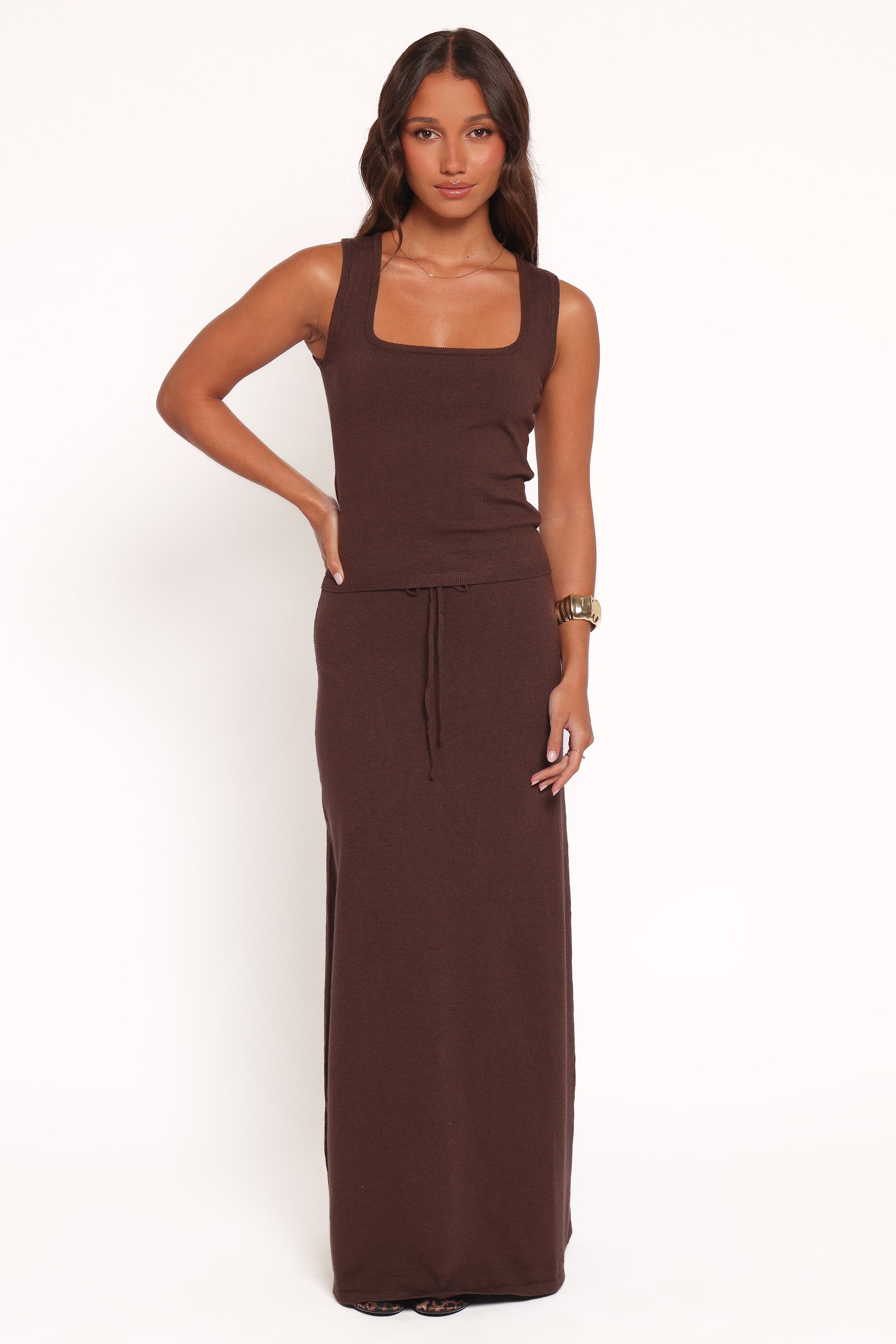 TOPS Beatrice Knitted Top - Chocolate