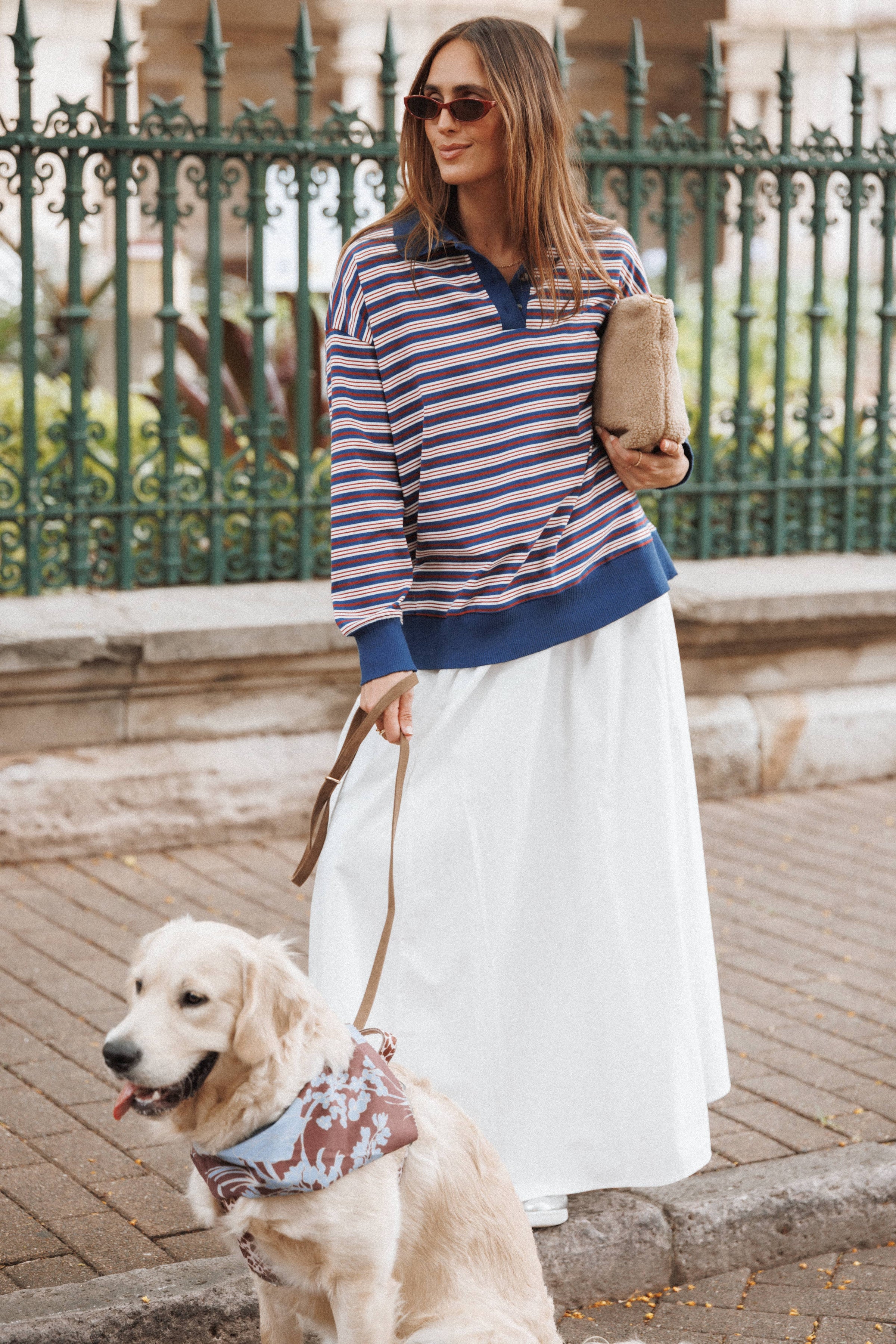 TOPS Beau Long Sleeve Jersey Top - Navy Stripe