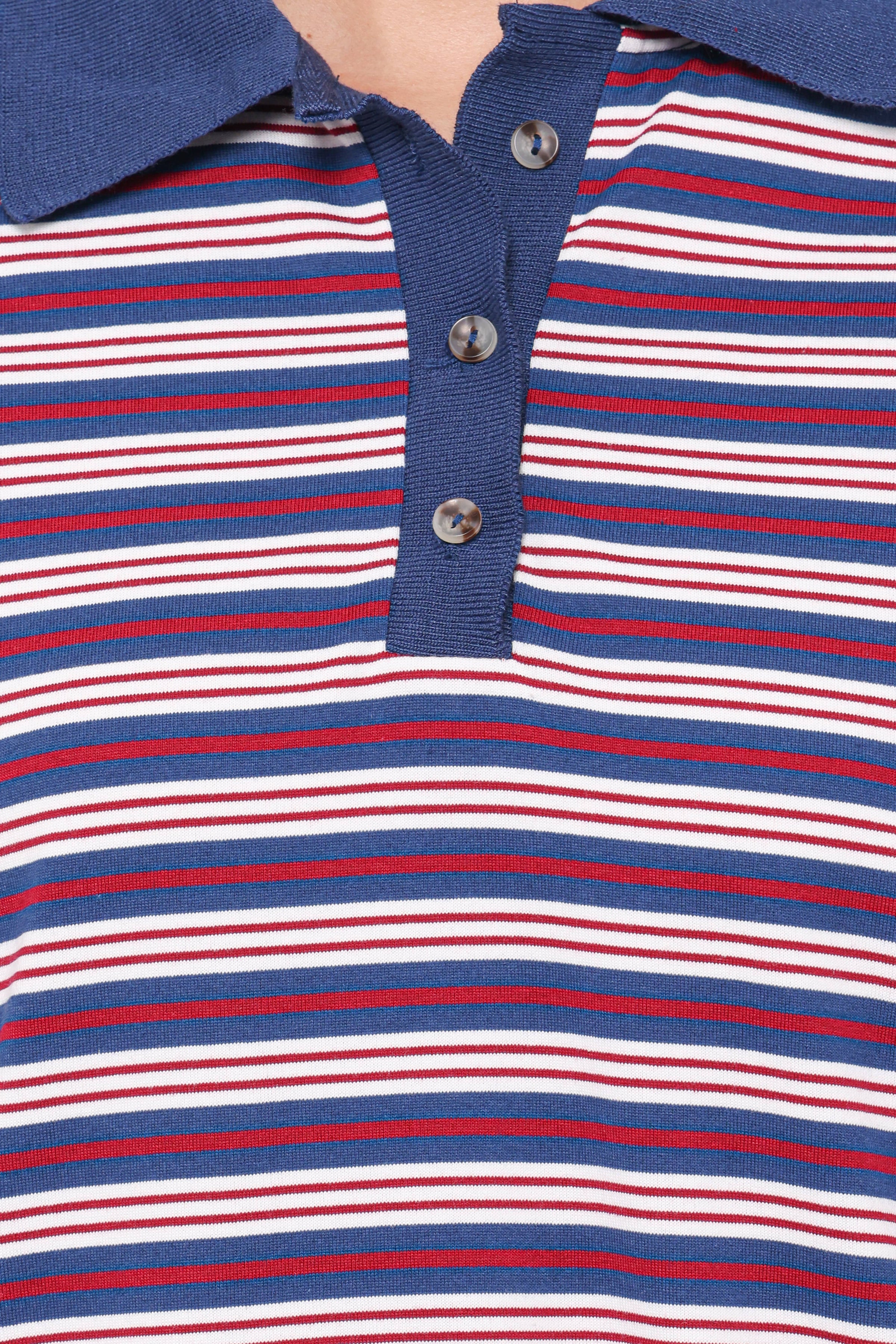 TOPS Beau Long Sleeve Jersey Top - Navy Stripe