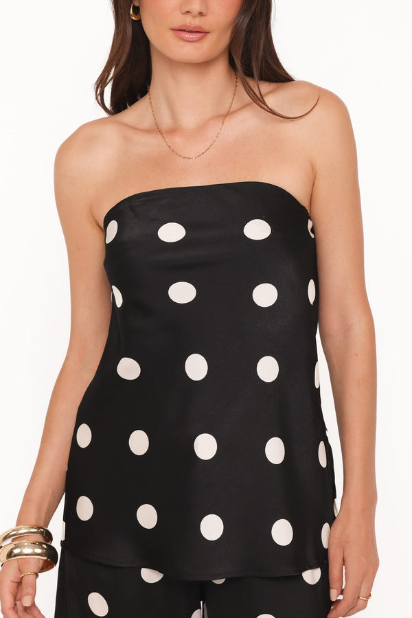 TOPS Belinda Strapless Top - Black/Cream