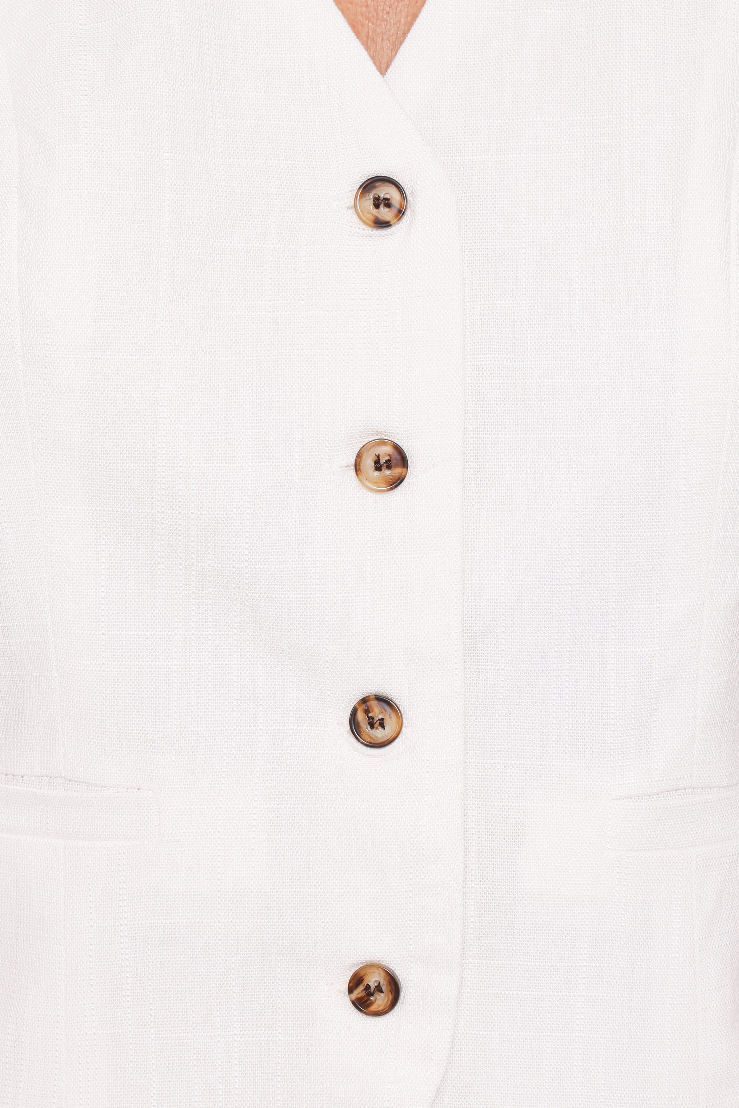 TOPS Bell Linen Vest - Cream