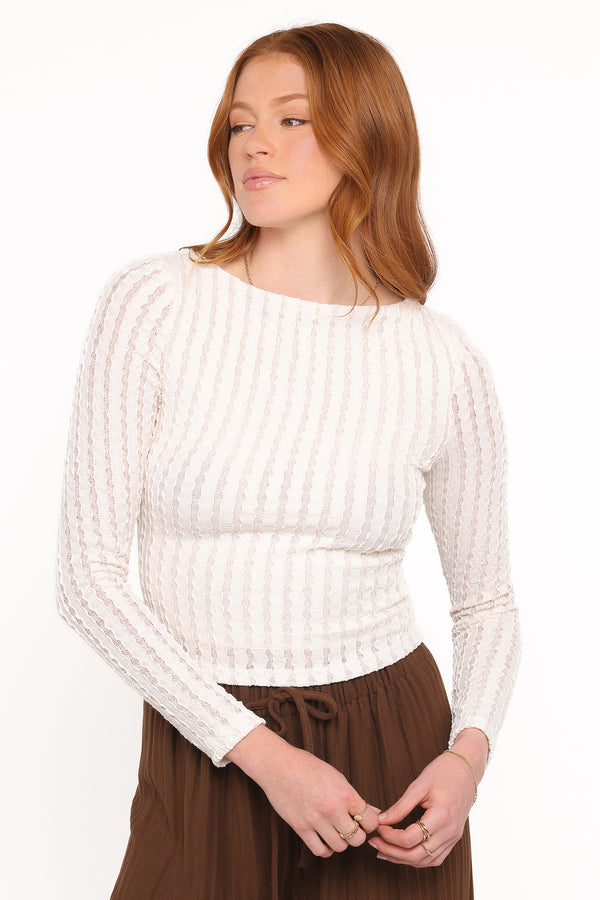 TOPS Bellatrix Textured Knit Top - Cream