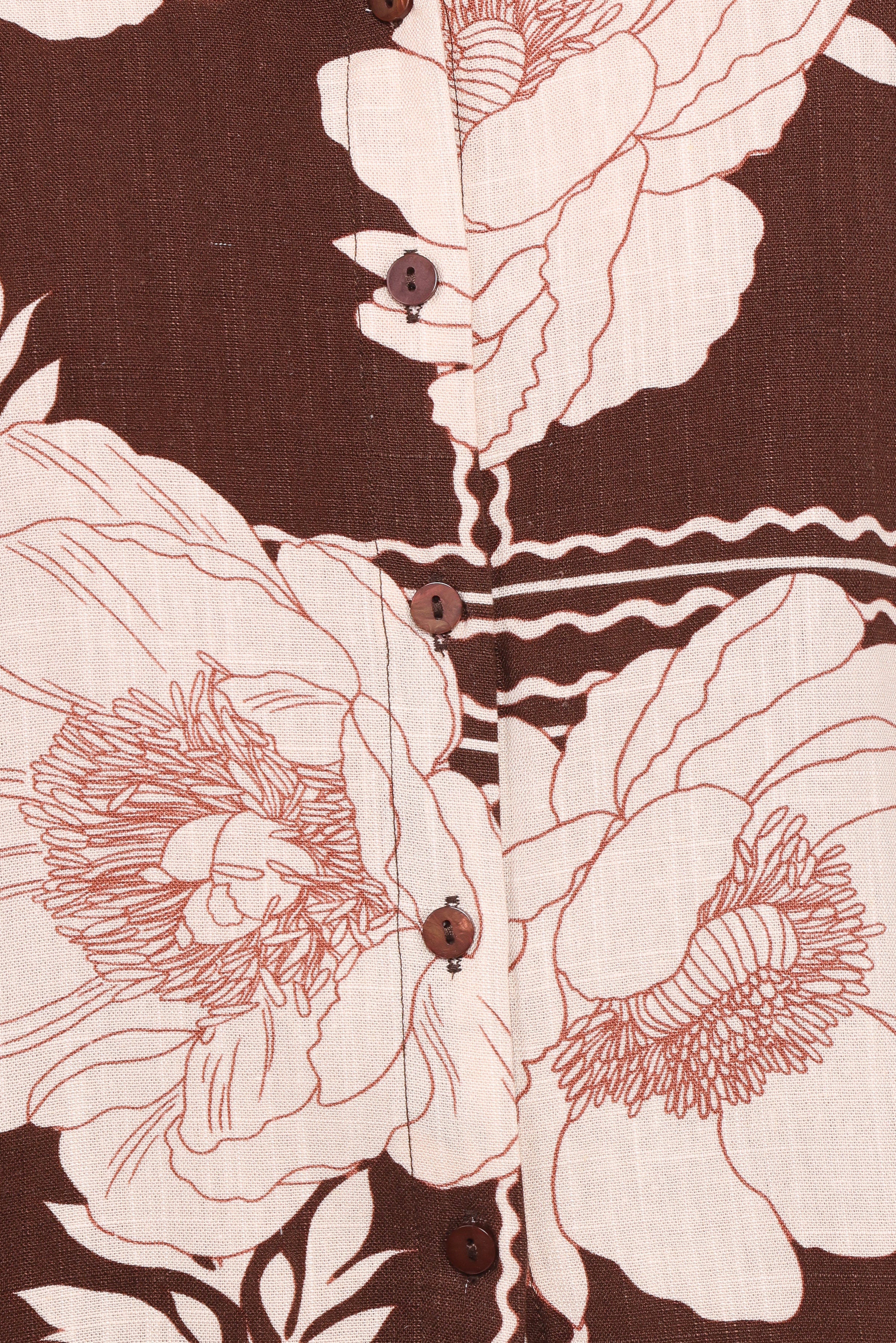 TOPS Bernadine Short Sleeve Shirt - Brown Floral