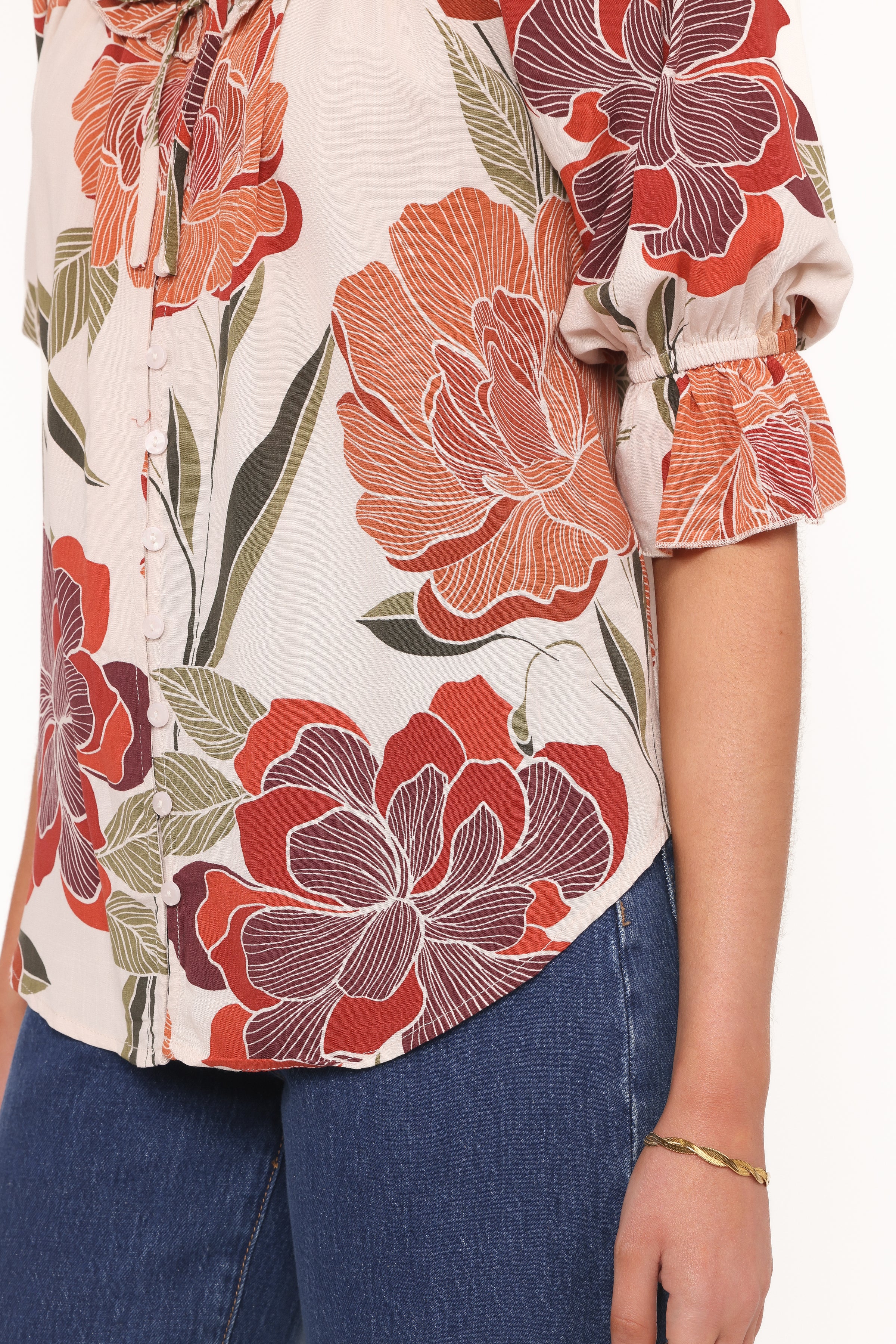 TOPS Bertha Top - Fall Floral