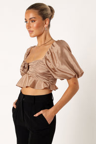 TOPS @Bessie Rosette Top - Champagne