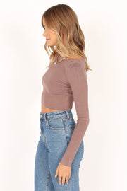 TOPS @Bethany Knit Long Sleeve Top - Chocolate