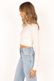 TOPS @Bethany Knit Long Sleeve Top - White