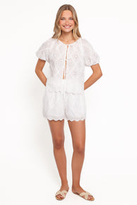 TOPS Bonnie Short Sleeve Top - White Texture