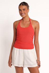TOPS Boston Halter Top - Coral