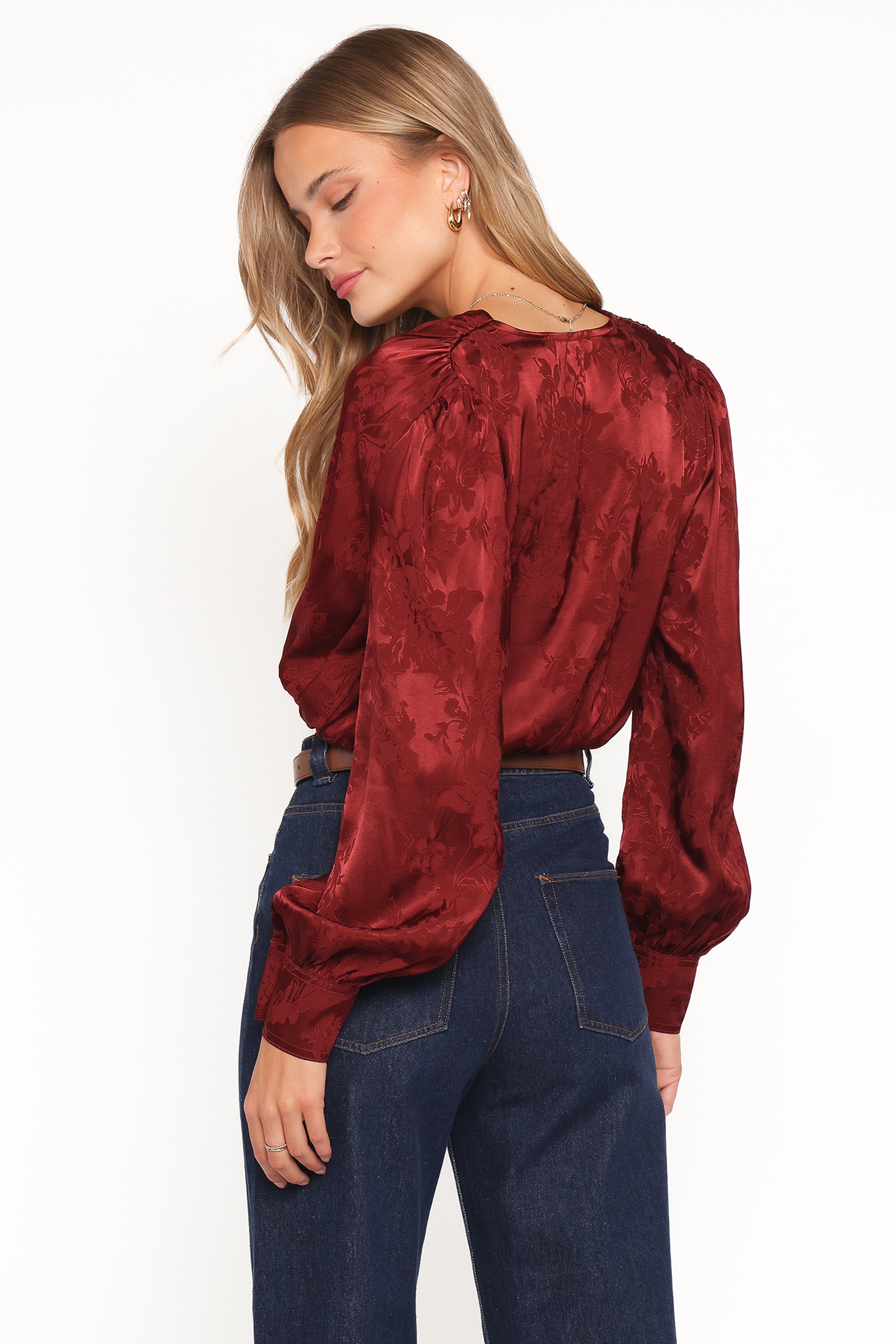TOPS Bowman Cropped Blouse - Wine