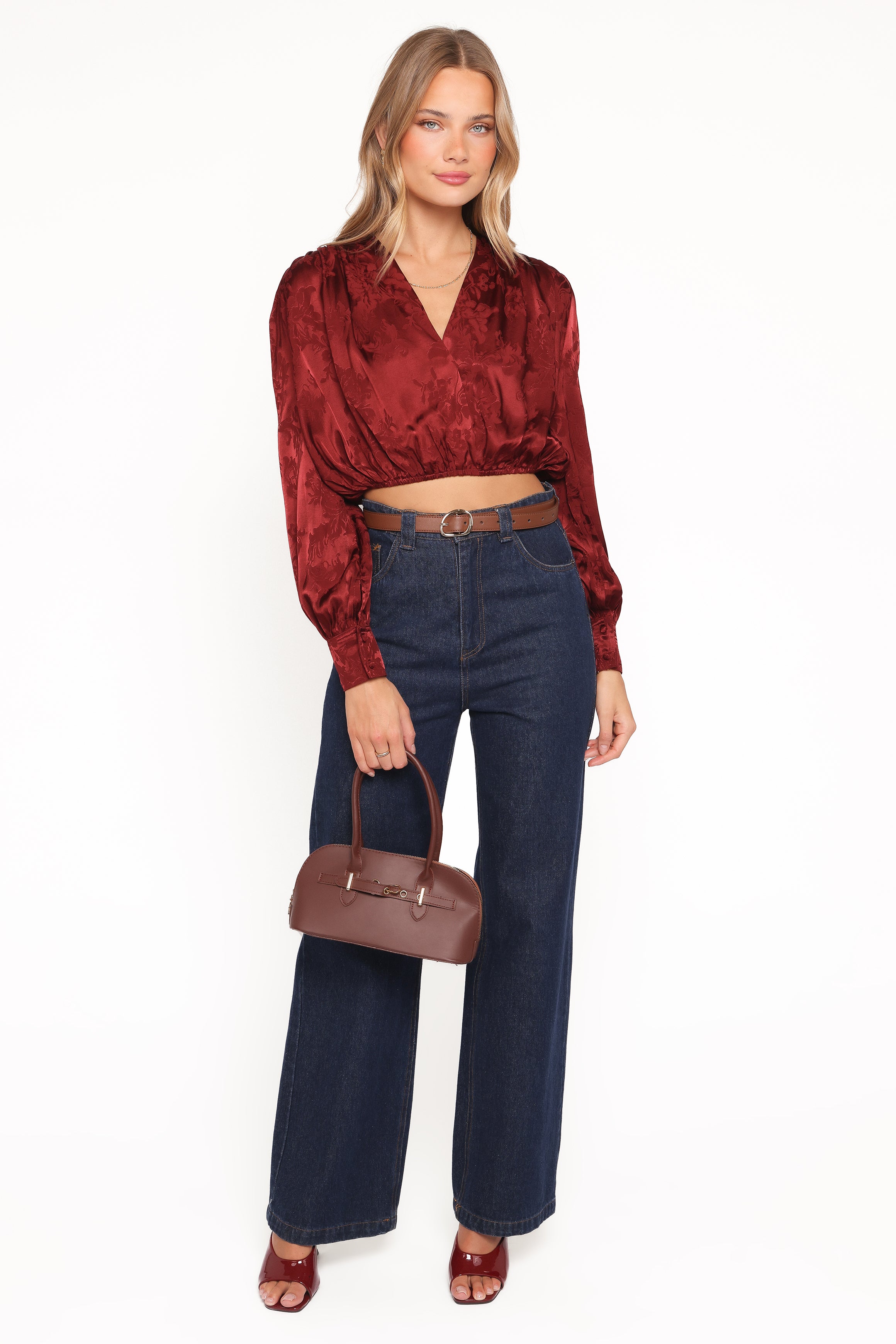 TOPS Bowman Cropped Blouse - Wine