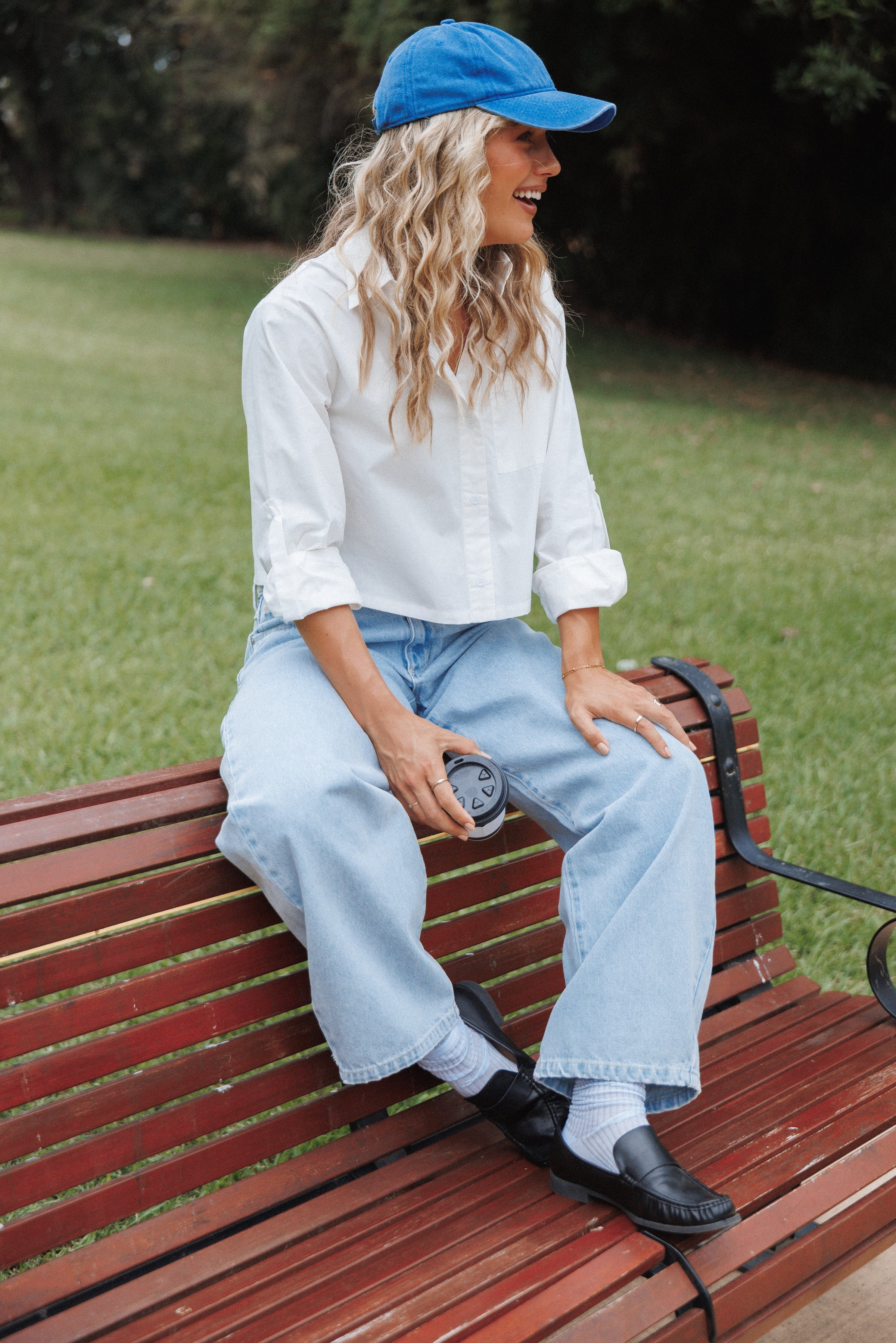 TOPS Bronagh Cropped Button Up Shirt - White