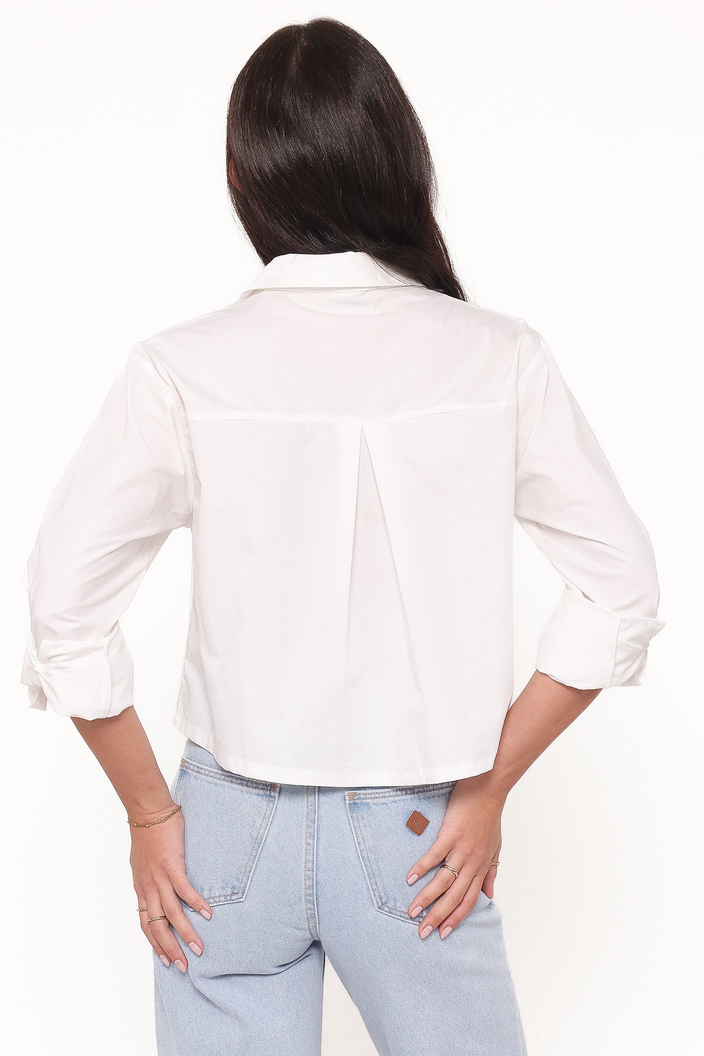 TOPS Bronagh Cropped Button Up Shirt - White