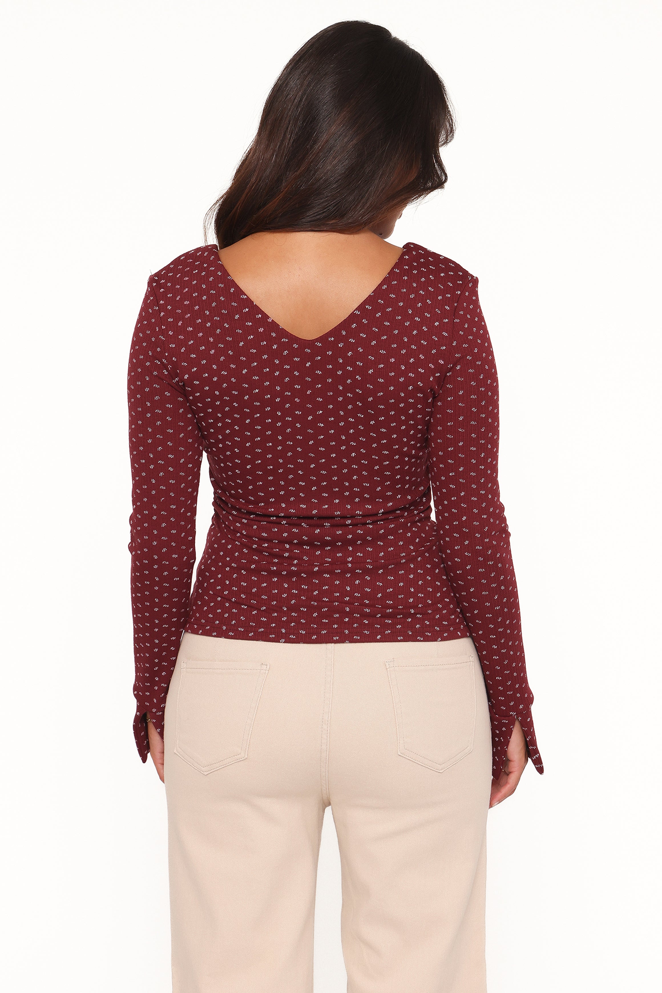 TOPS Brooklyn Crossover Top - Burgundy Floral