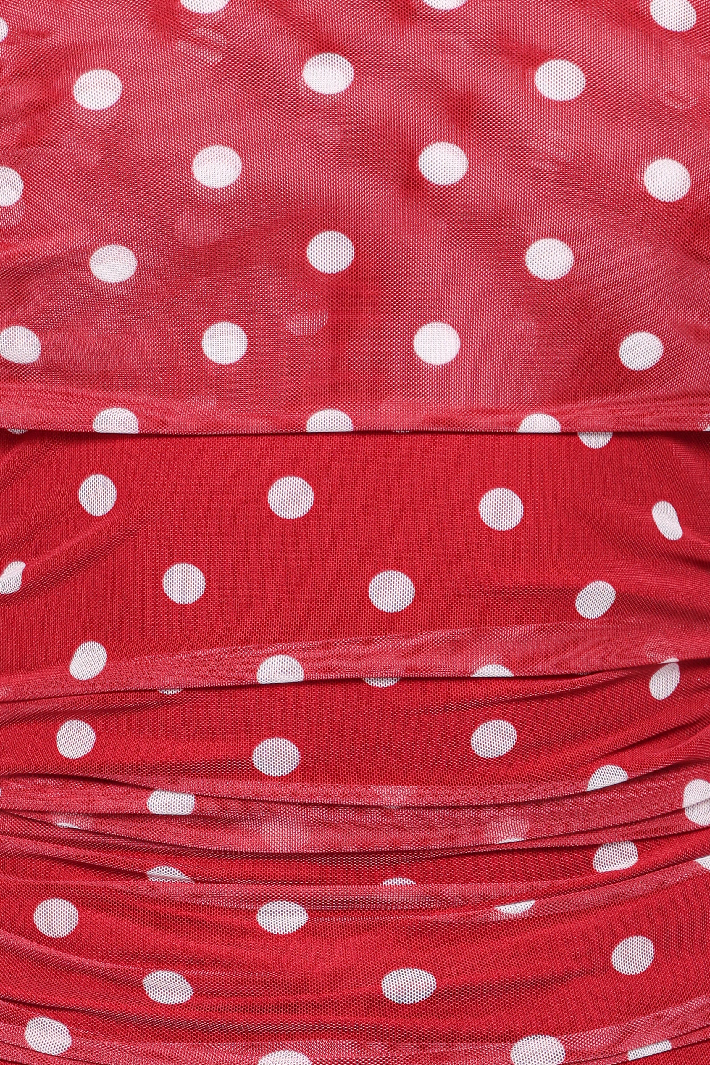 TOPS Caelira Off Shoulder Top - Red Polka Dot