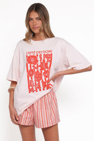 TOPS Caffe Dei Fiori Tee - Pink