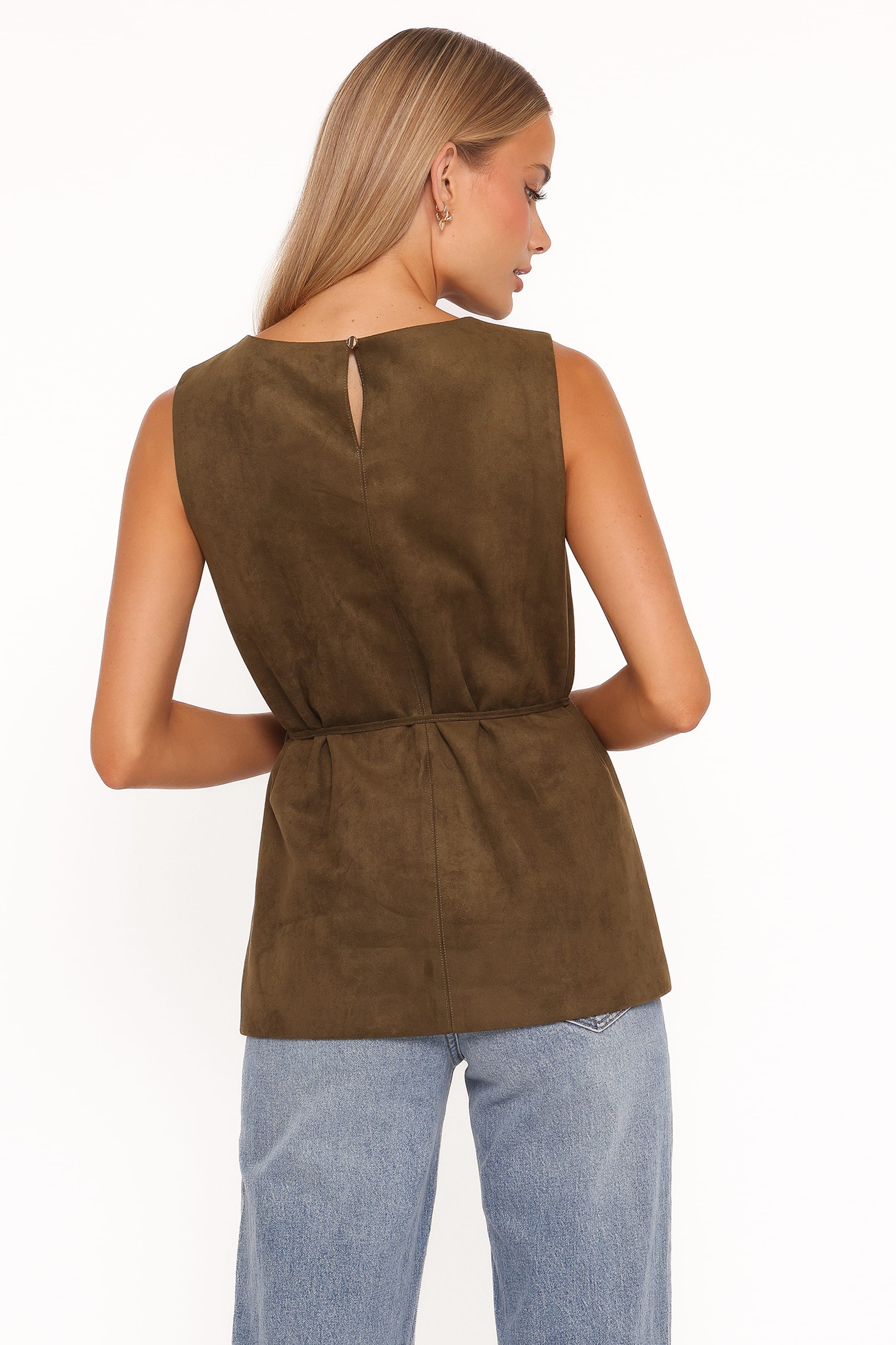TOPS Caleb Faux Suede Tunic Top - Khaki