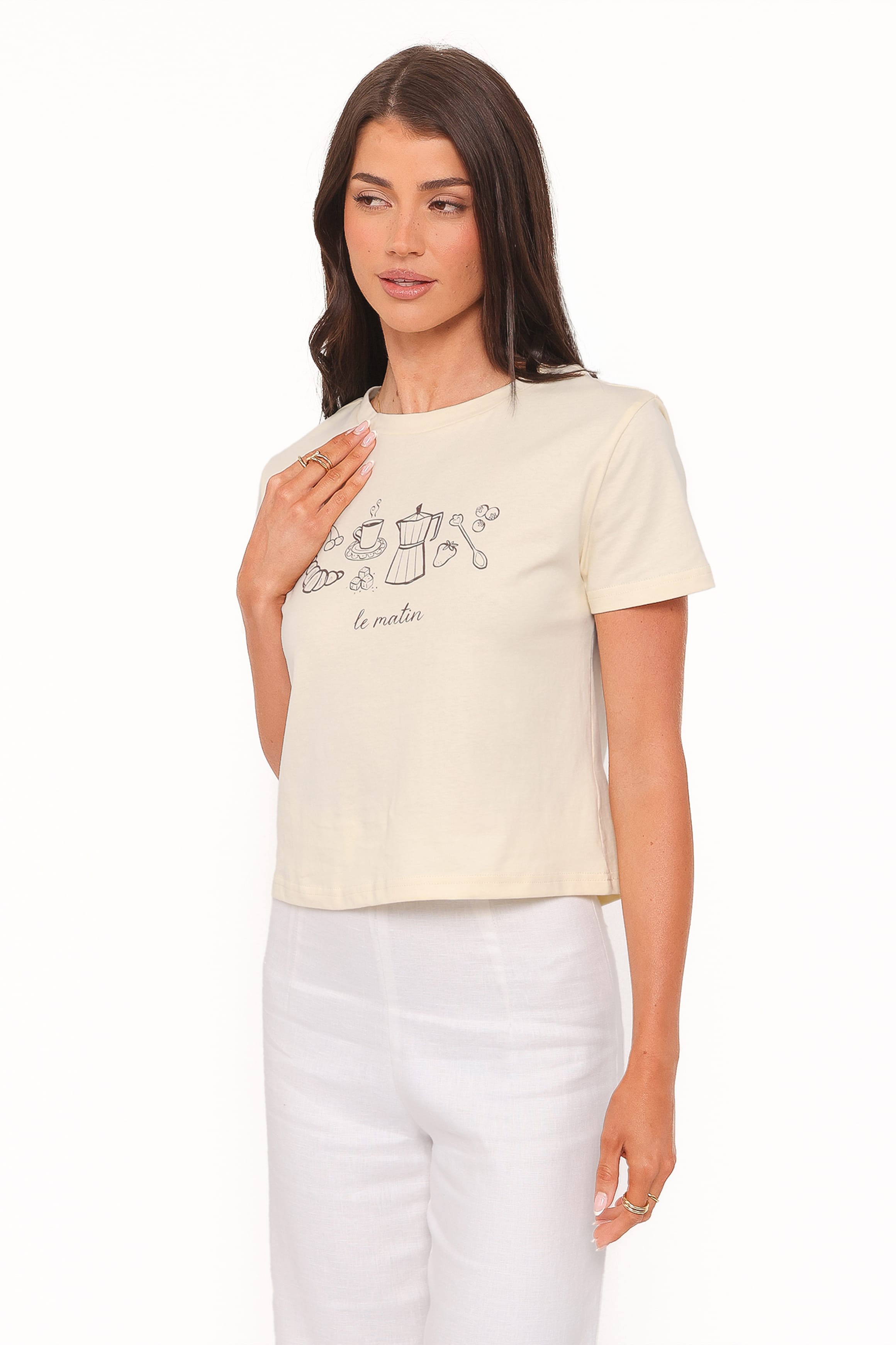 TOPS Camelia Graphic Tee - Cream