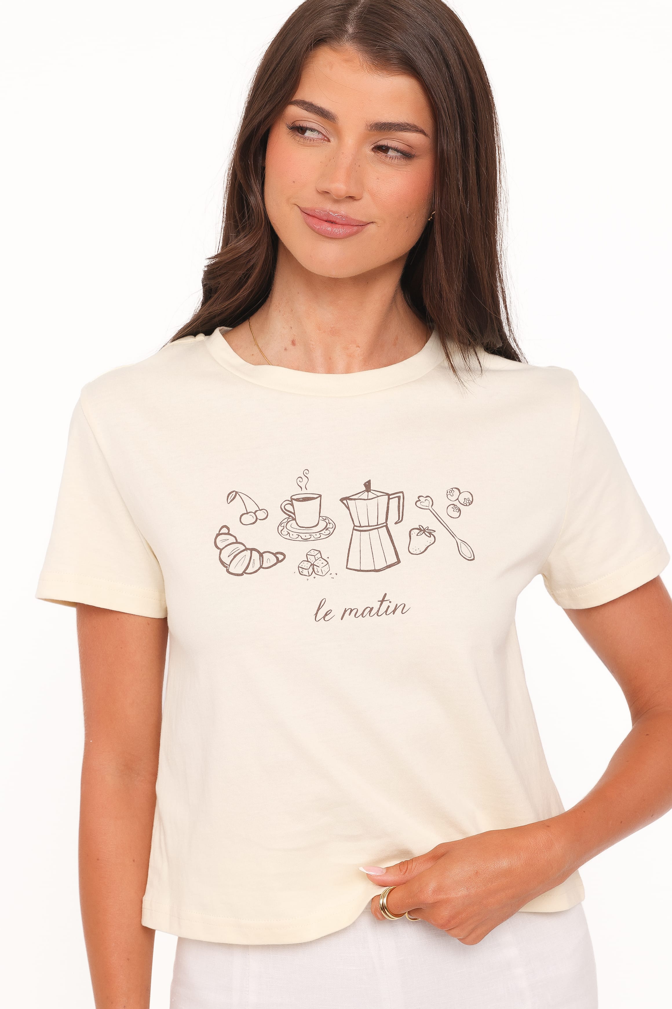 TOPS Camelia Graphic Tee - Cream