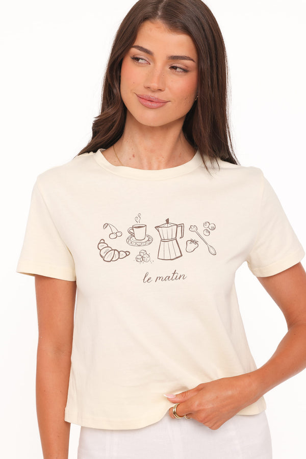 TOPS Camelia Graphic Tee - Cream