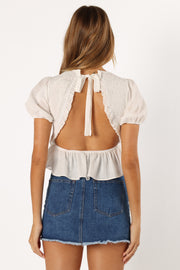 TOPS @Candice Short Sleeve Top - White
