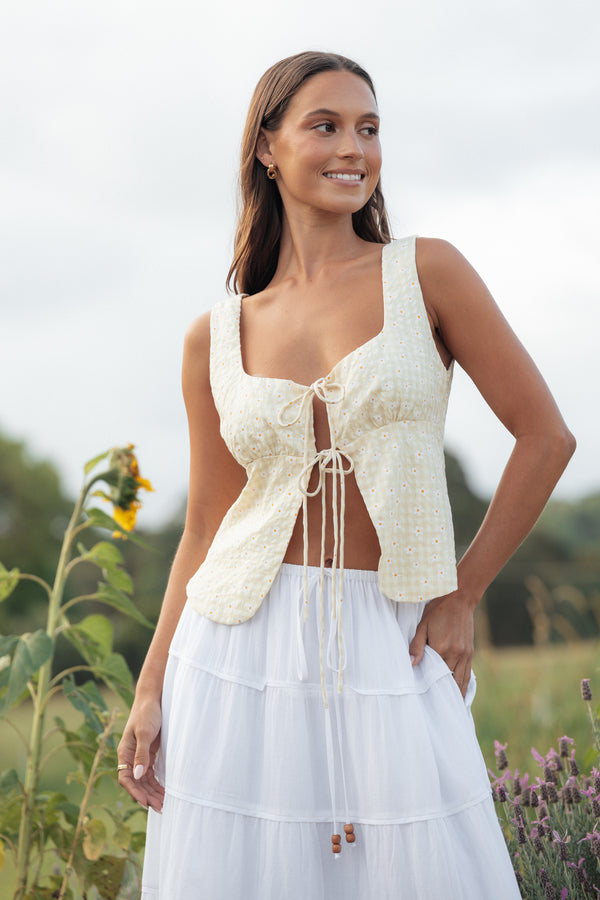 TOPS Capra Top - Yellow Gingham