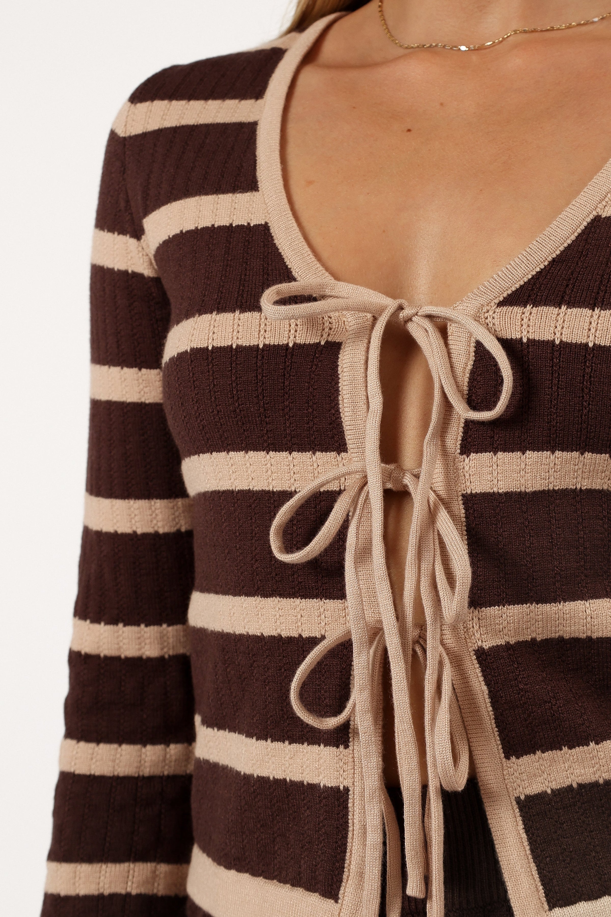 TOPS @Carina Knit Top - Chocolate Brown Stripe