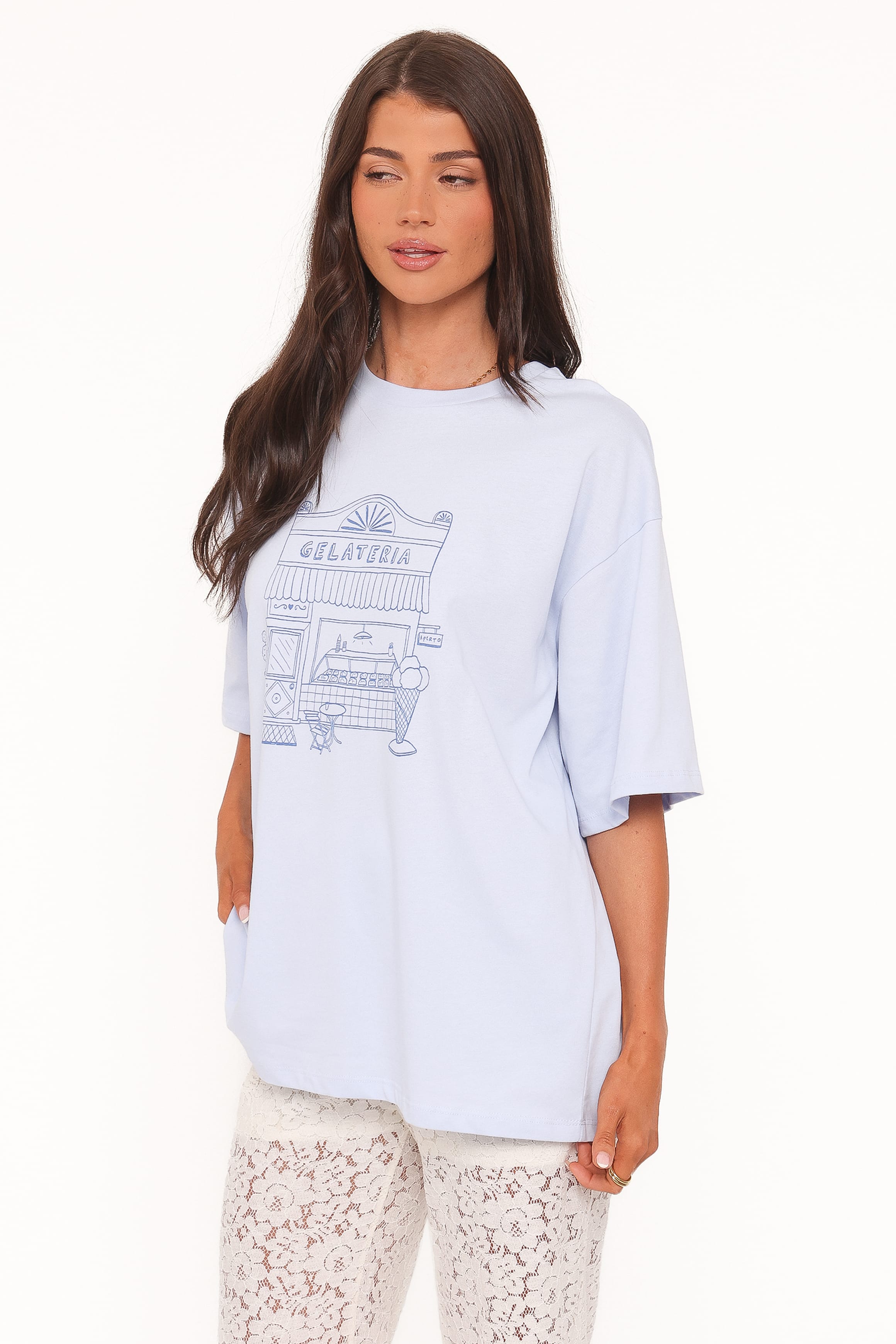 TOPS Carmen Graphic Tee - Baby Blue