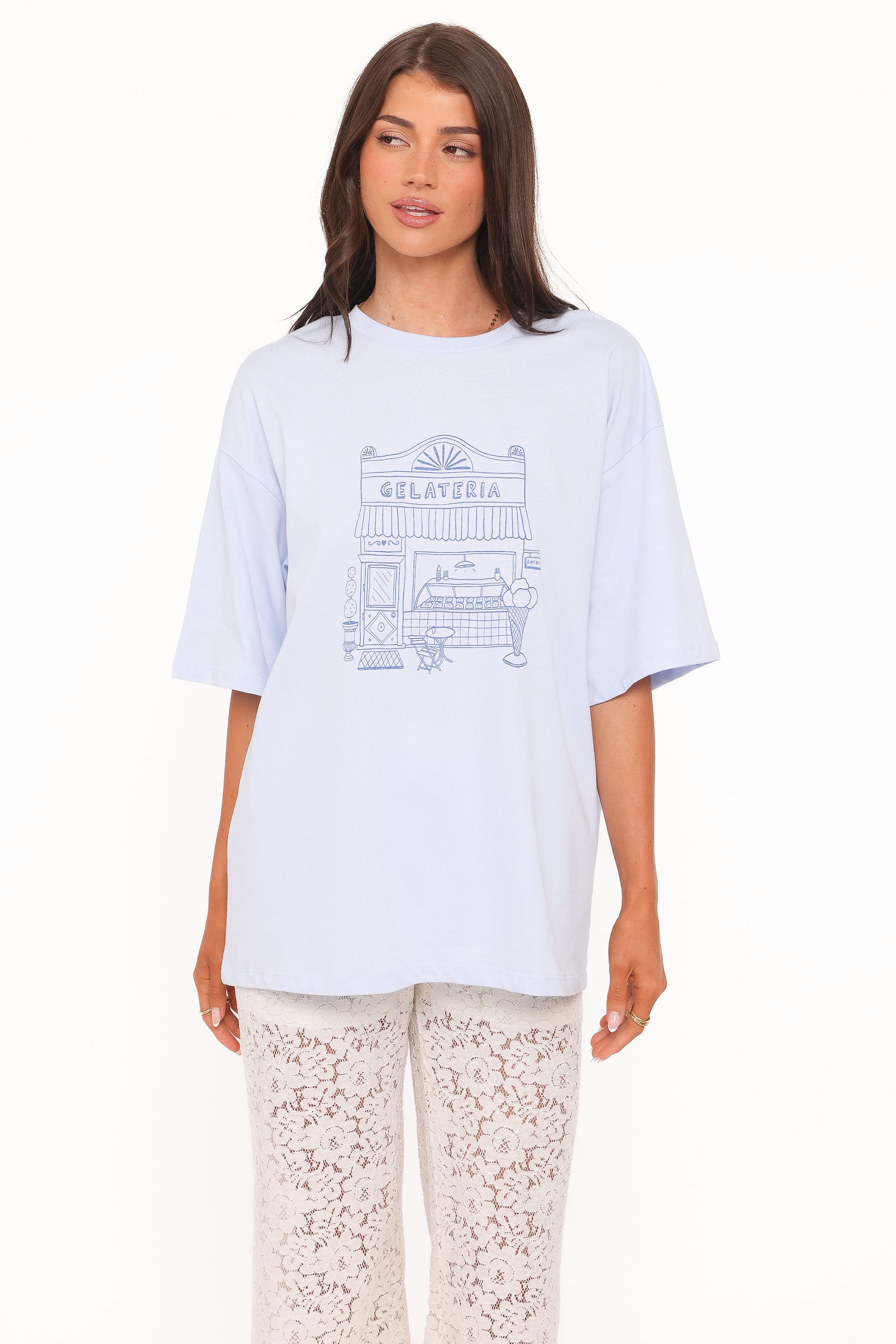TOPS Carmen Graphic Tee - Baby Blue