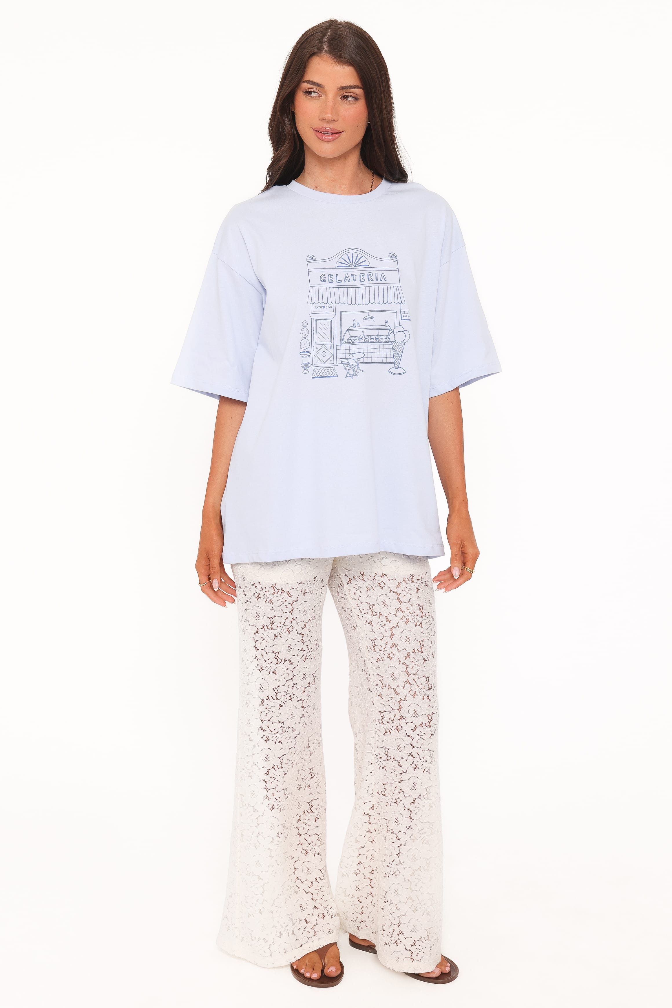 TOPS Carmen Graphic Tee - Baby Blue