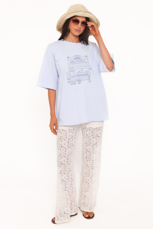 TOPS Carmen Graphic Tee - Baby Blue