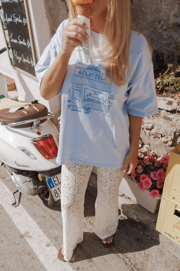 TOPS Carmen Graphic Tee - Baby Blue