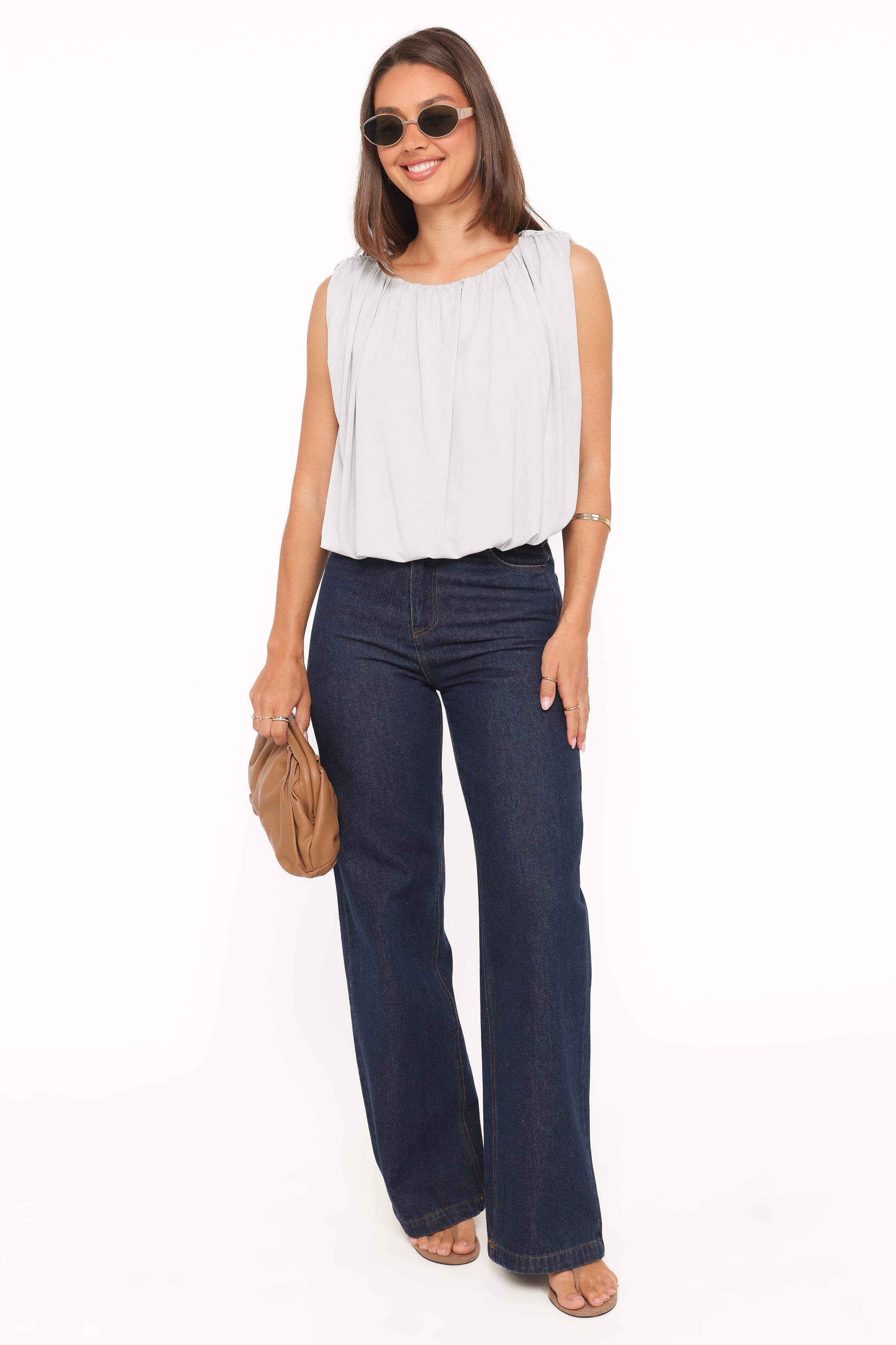 TOPS Carole Bubble Top -  Pale Blue