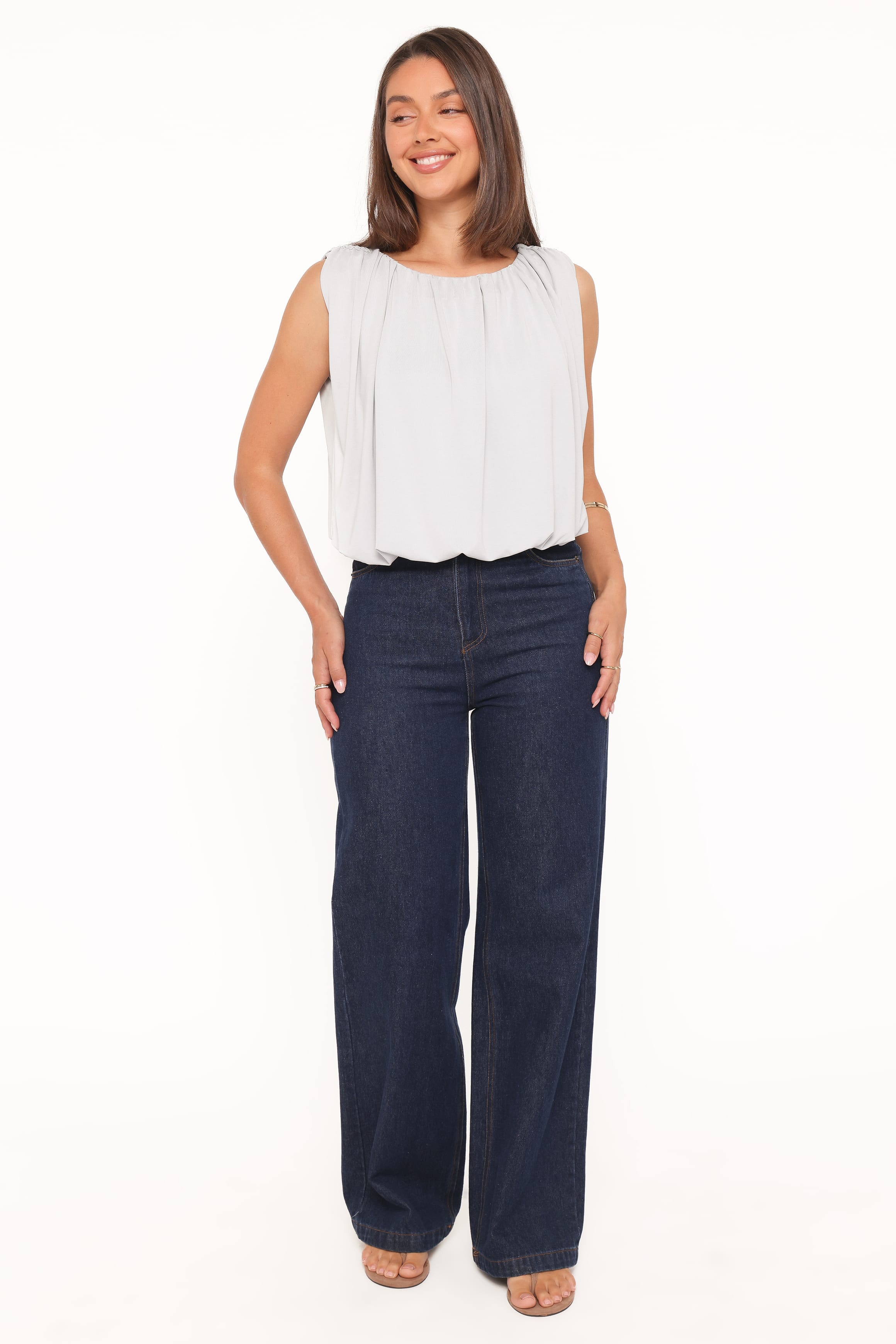 TOPS Carole Bubble Top -  Pale Blue