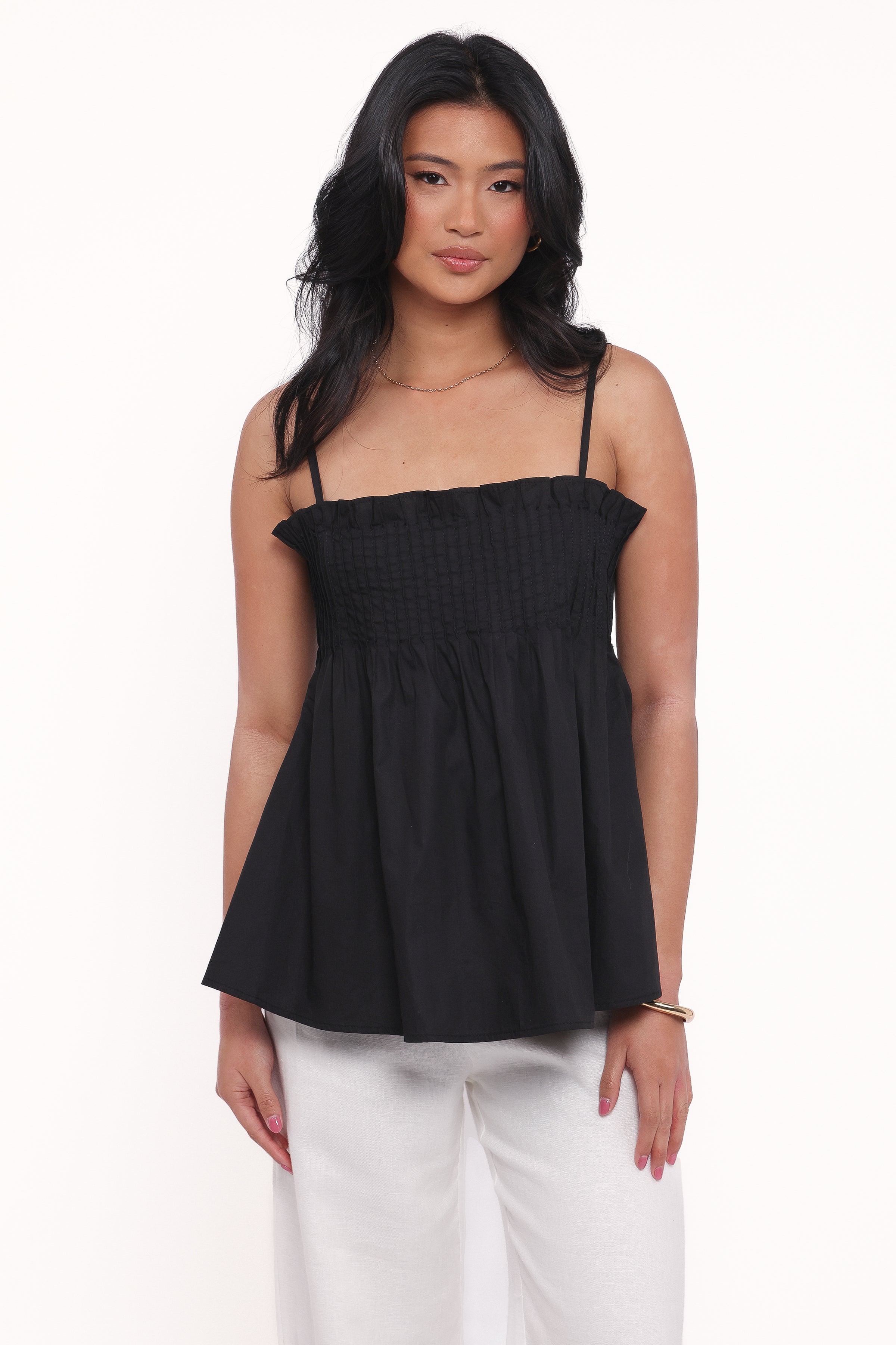 TOPS Carson Pleated Top - Black