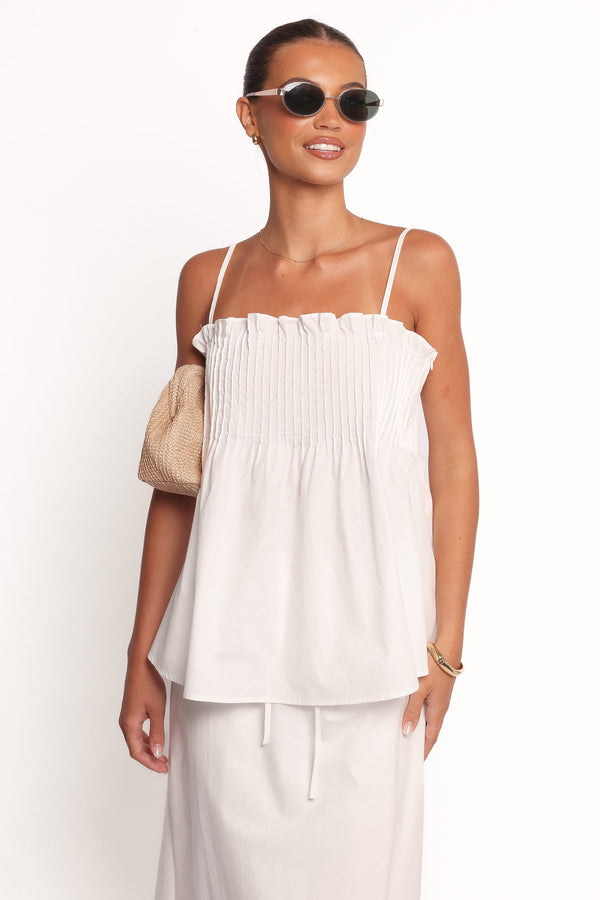 TOPS Carson Pleated Top - White