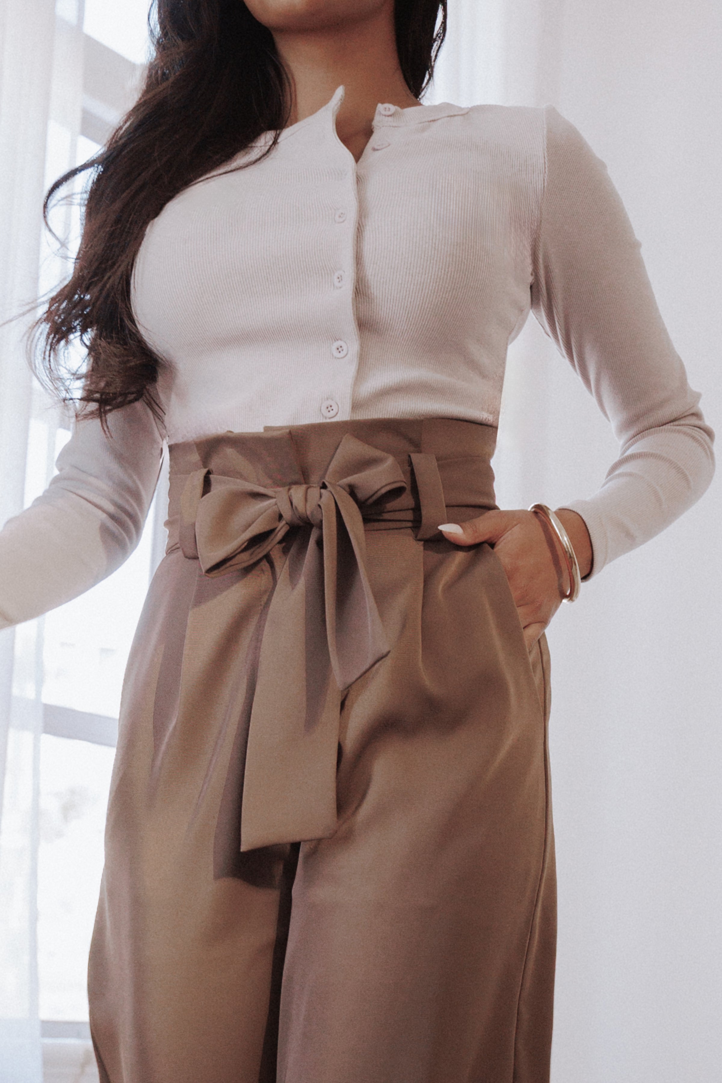 TOPS Cass Long Sleeve Top - Grey