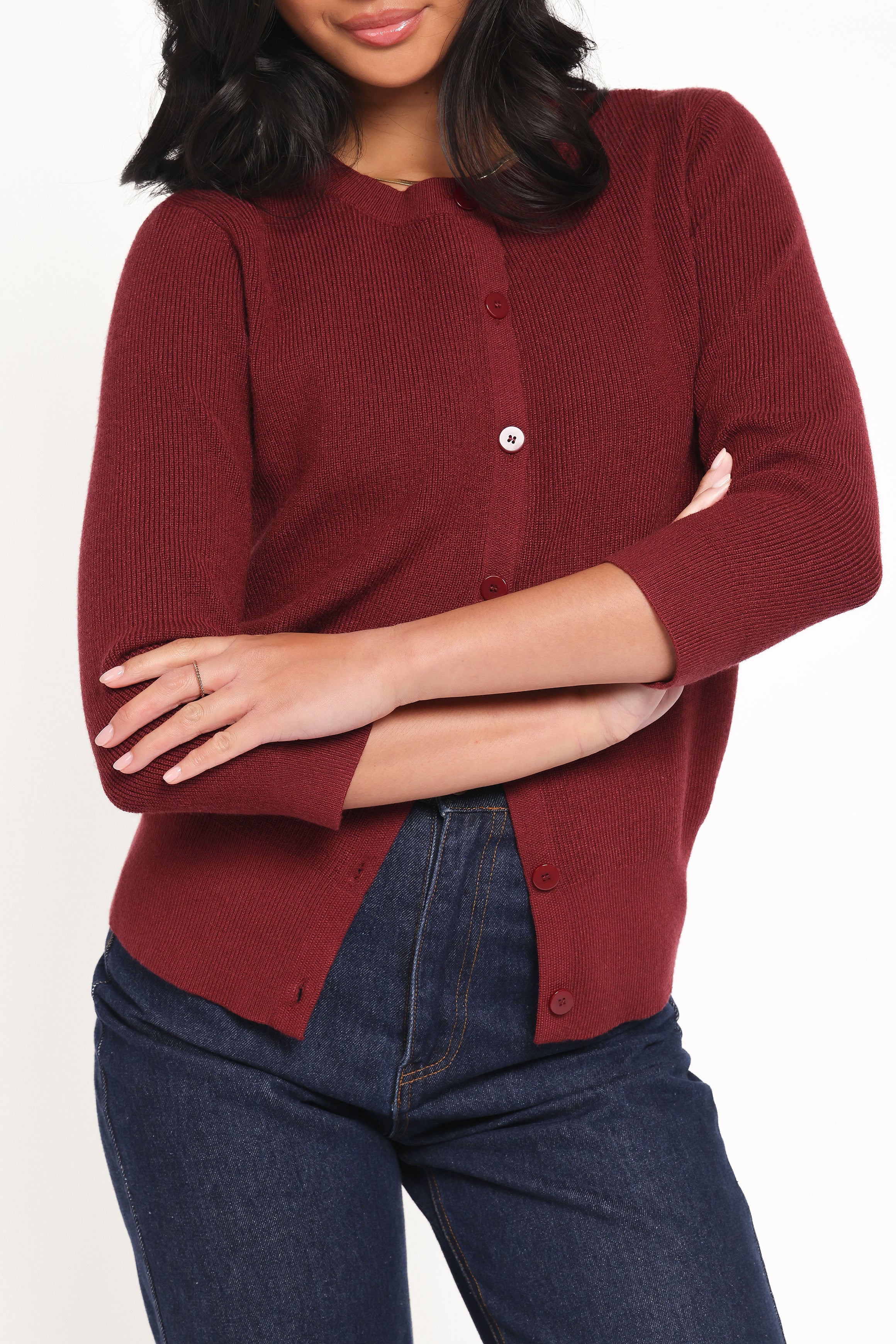 TOPS Cataline Button Front Top - Wine