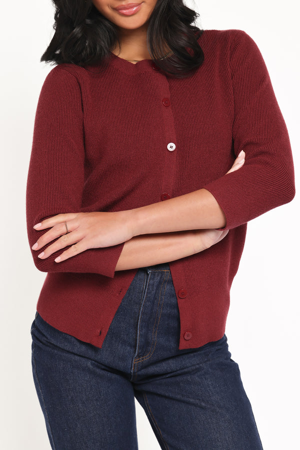 TOPS Cataline Button Front Top - Wine