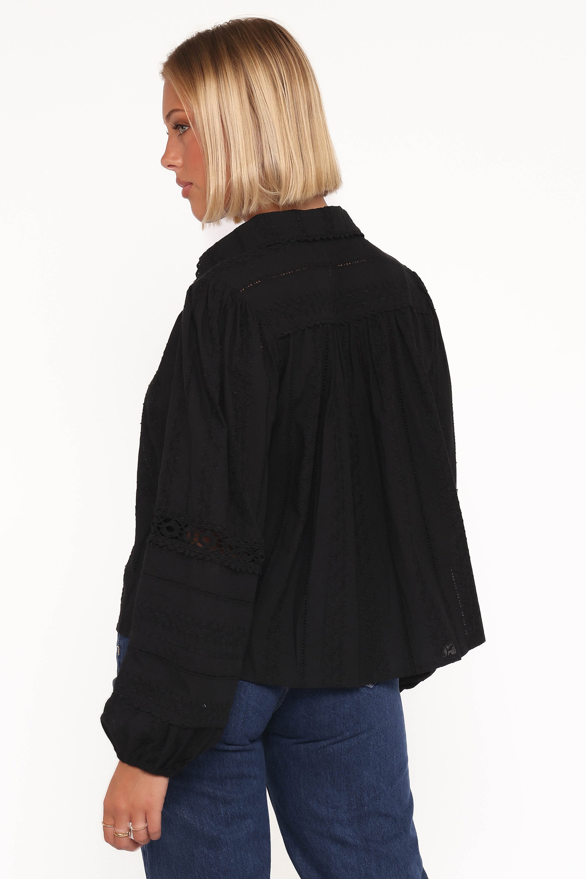 TOPS Catania Lace Inset Top - Black