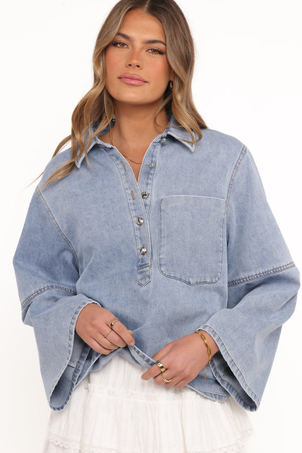 TOPS Celestia Denim Top - Light Wash