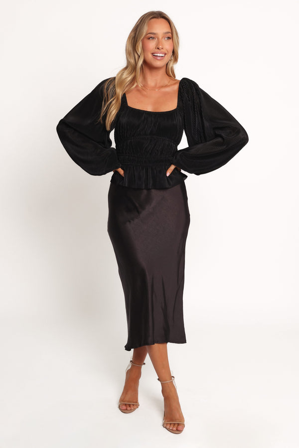 TOPS @Ceppia Plisse Top - Black