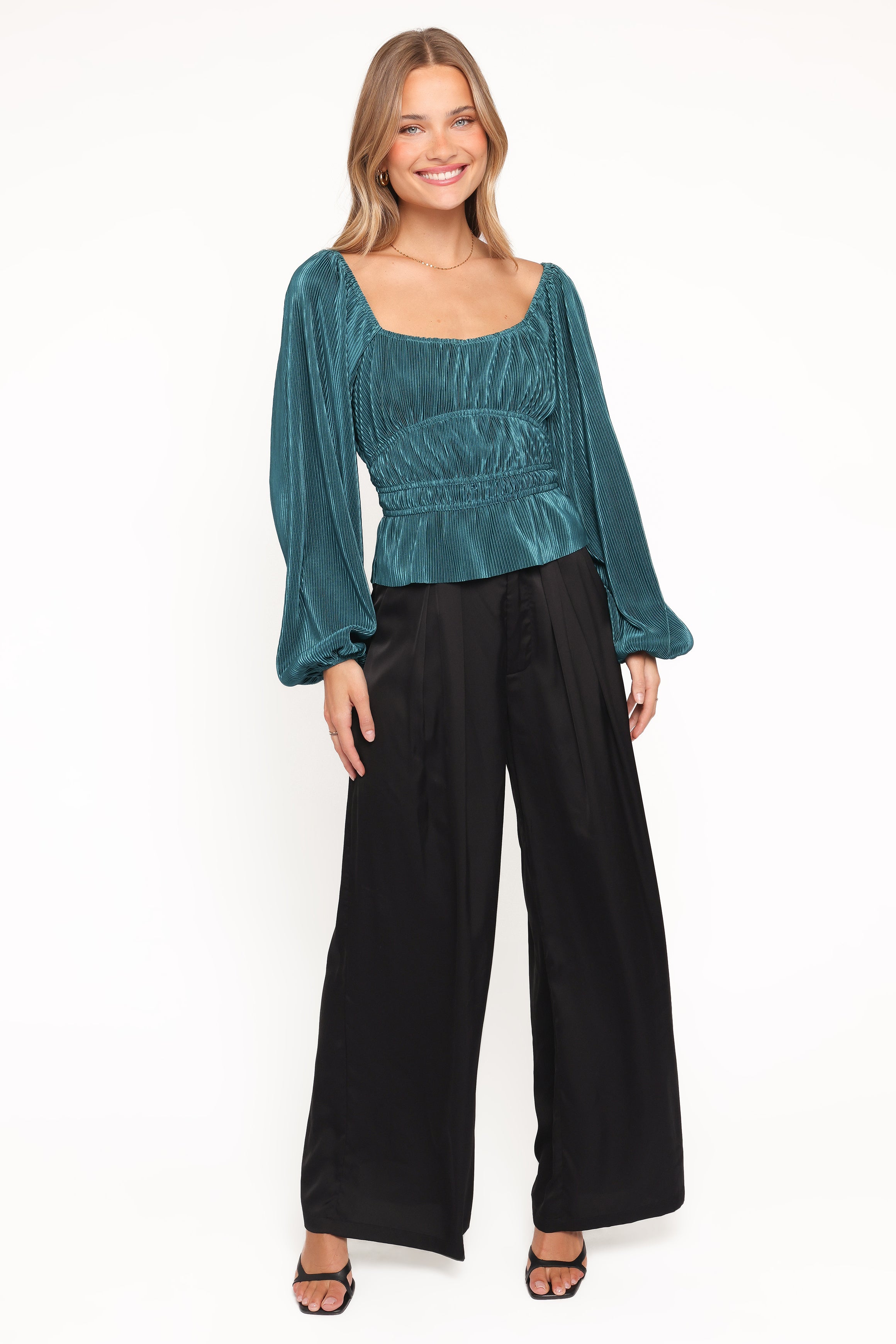 TOPS Ceppia Plisse Top - Green