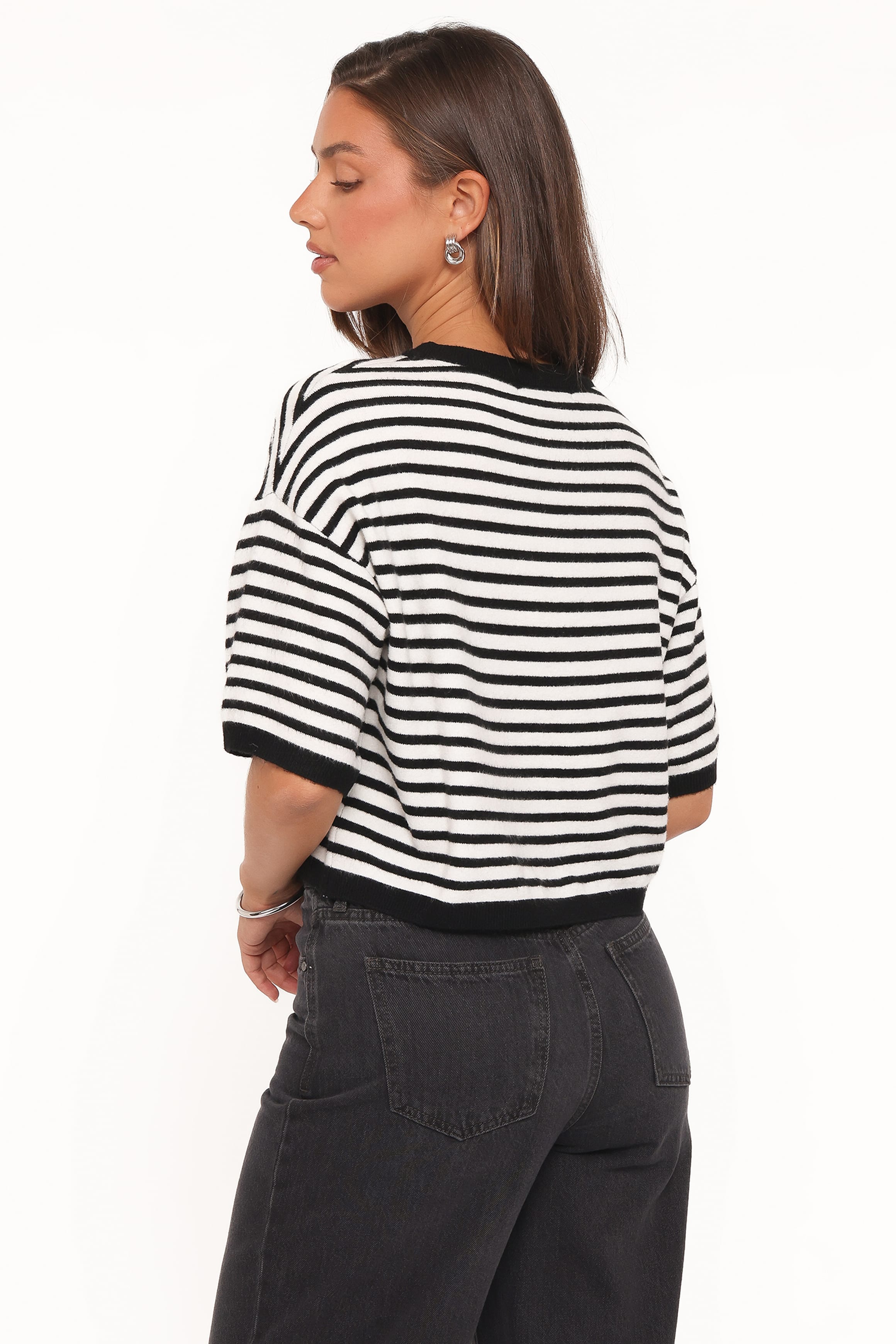 TOPS Ceres Knitted Tee - Black/White