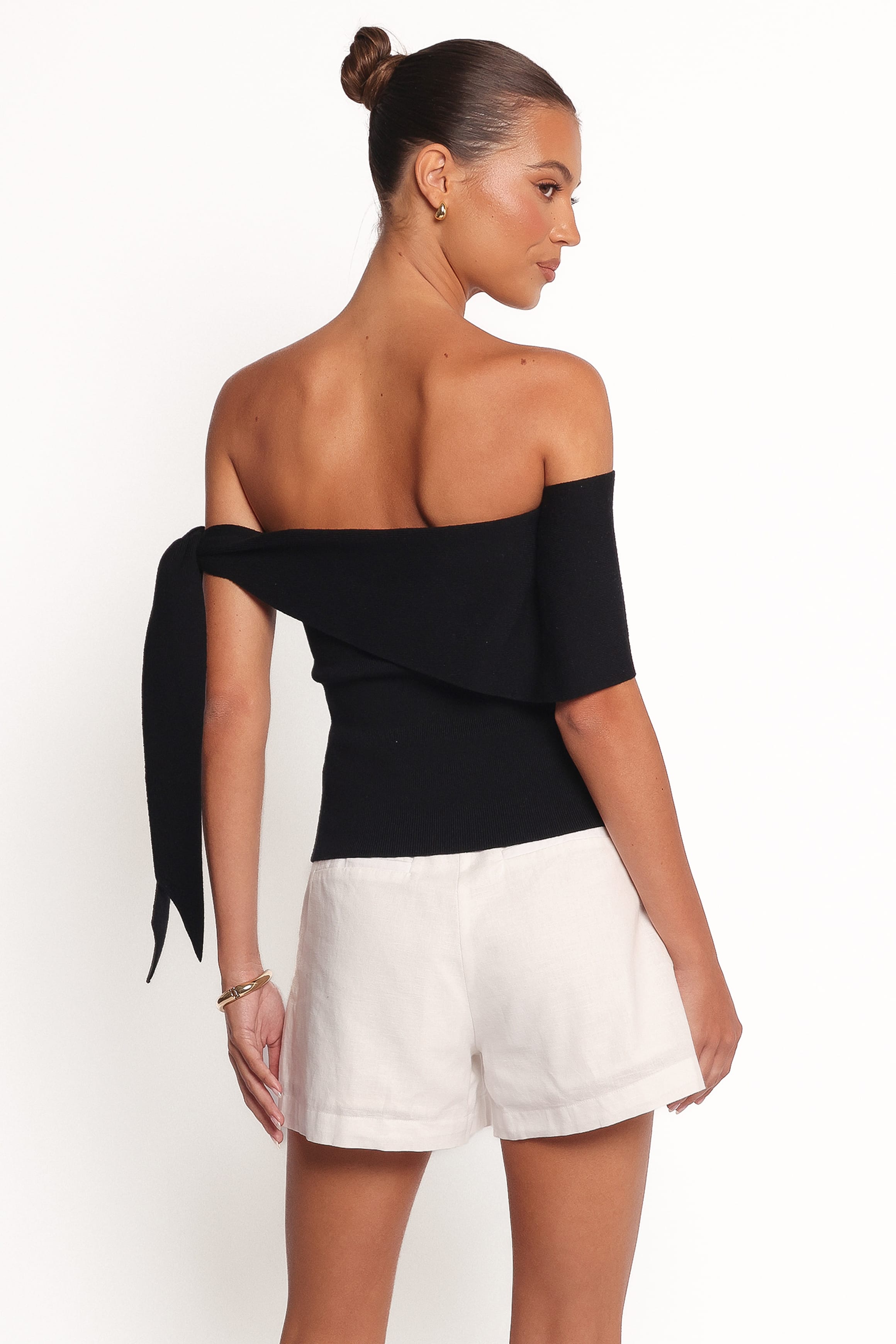 TOPS Charama Off Shoulder Knit Top - Black
