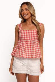 TOPS Chatham Top - Red Gingham