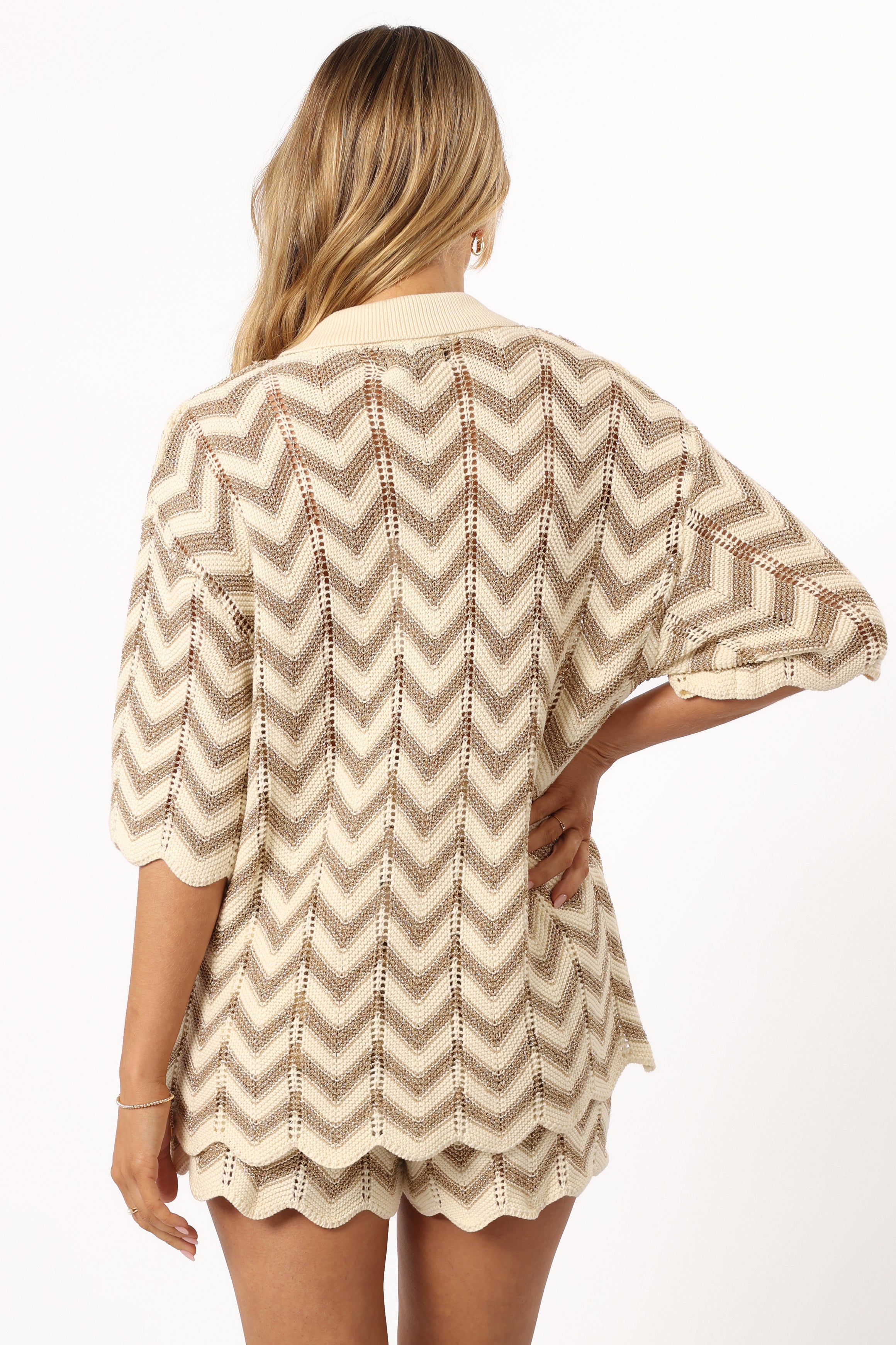 TOPS Cherie Knit Shirt - Sand White (Hold for Euro Summer)